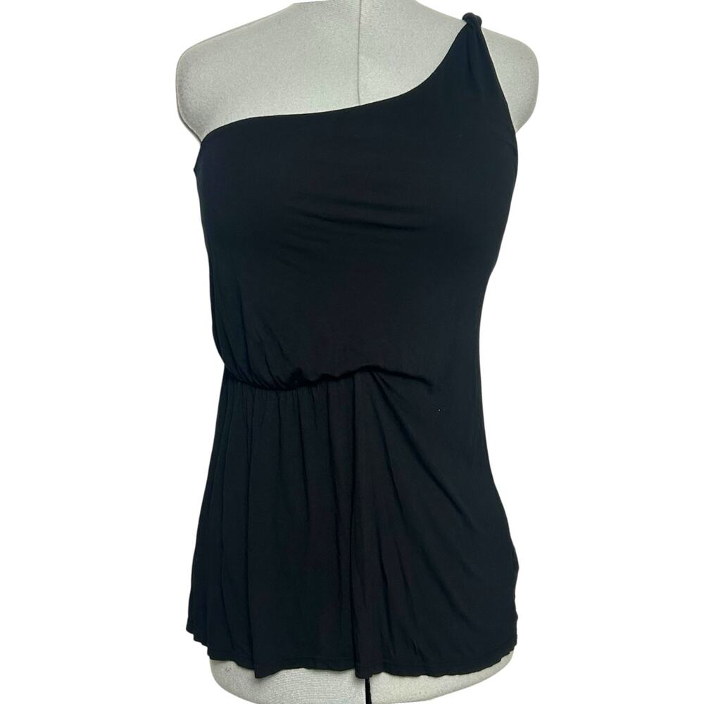 NWT Vintage Deadstock Ella Moss One Shoulder Black Blouse Size M